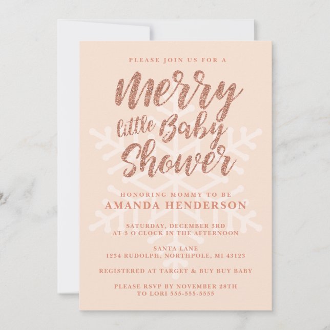 Rose Gold Glada lilla bebis-babyshower-inbjudan Inbjudningar (Framsida)