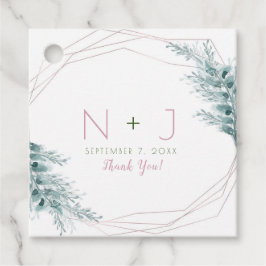 Rose Gold Glam Geometrisk Botanisk Bröllop Gåvor Etiketter