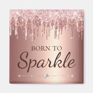 Rose Gold Glamour Droppande Glitter Född Att Gläns Magnet