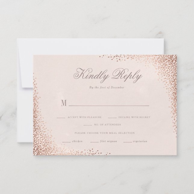 Rose Gold Glimmer Elegant Bröllop OSA Kort (Framsida)