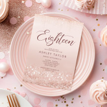 Rose Gold Glitter 18-års inbjudningskort
