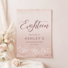 Rose Gold Glitter 18-årsfestaffisch