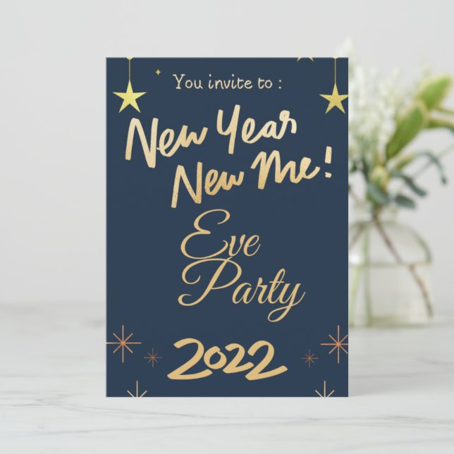 Rose Gold Glitter 2022 New Year's Party Invitation Inbjudningar (Stående Fram)