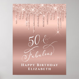 Rose Gold Glitter 50 Fantastisk Födelsedagsfest Poster