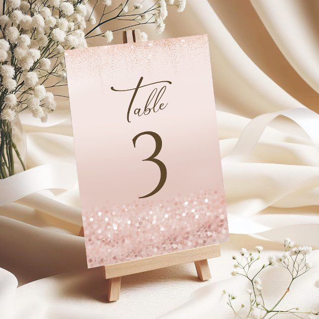 Rose Gold Glitter 60-årsdag Bordnummer OSA Kort (Rose Gold Glitter 60th Birthday Table Numbers)