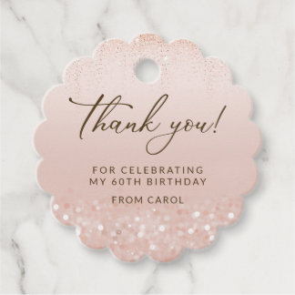 Rose Gold Glitter 60-årsdag Förmånsetikett Gåvor Etiketter