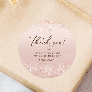 Rose Gold Glitter 60-årsfirande Runt Klistermärke