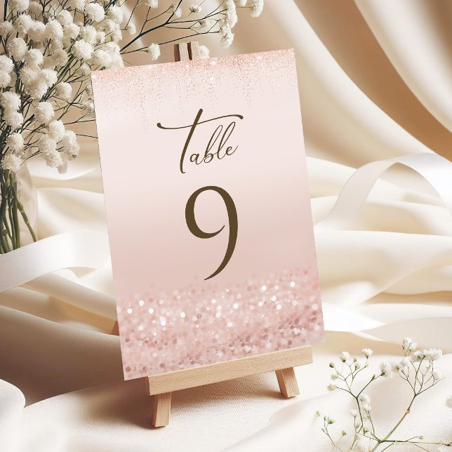 Rose Gold Glitter 70-årsdag Bordskort OSA Kort (Rose Gold Glitter 70th Birthday Table Numbers)
