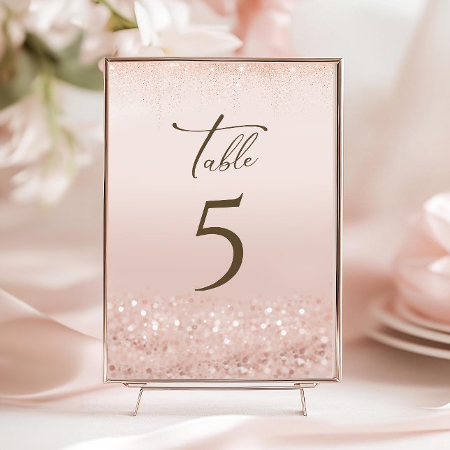 Rose Gold Glitter 80-årsdag Bordskort OSA Kort (Rose Gold Glitter 80th Birthday Table Numbers)