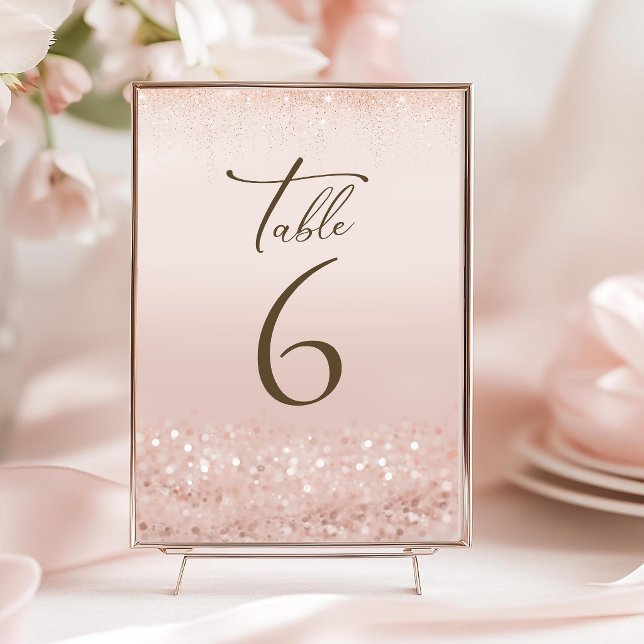 Rose Gold Glitter 90-årsbordskort OSA Kort (Rose Gold Glitter 90th Birthday Table Numbers)