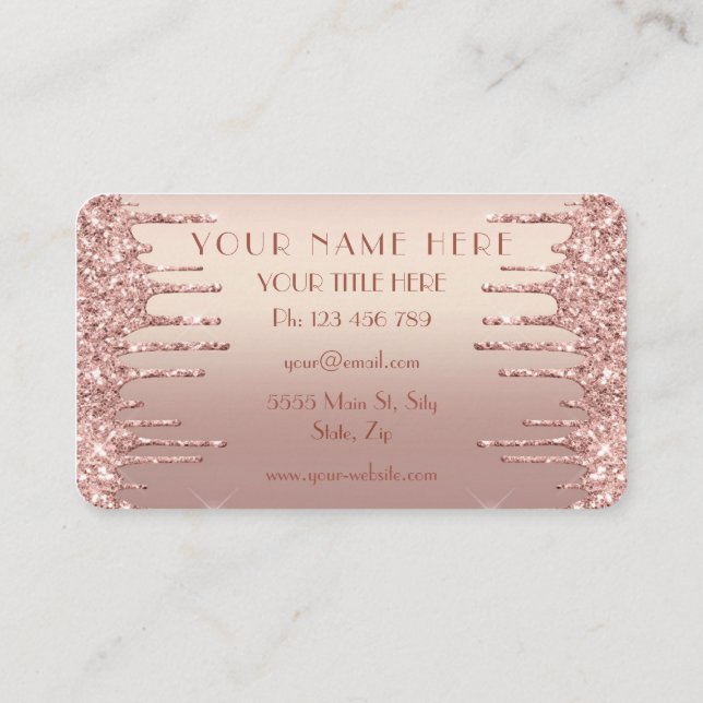 Rose Gold Glitter Affärs Kort Designa Ditt Eget (Baksida)