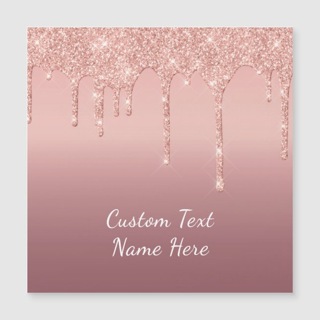 Rose Gold Glitter Anpassa Din Text Magnetisk Kort (Framsida)