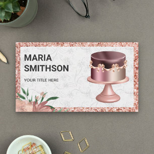 Rose Gold Glitter Anpassad Rosa Band Kaka Bageri Visitkort