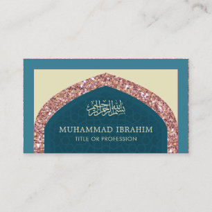Rose Gold Glitter Arabisk Stil Islamisk Muslim Visitkort