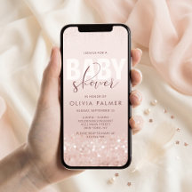 Rose Gold Glitter Baby Shower Mobil Inbjudan