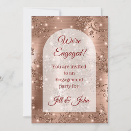Rose Gold Glitter Båge Blommig Förlovning  Inbjudningar
