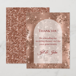 Rose Gold Glitter Båge Bröllop Dack Kort