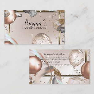 Rose Gold & Glitter Ballonger Evenemangsplanerare Visitkort