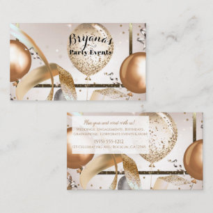 Rose Gold & Glitter Ballonger Evenemangsplanerare Visitkort