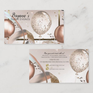 Rose Gold & Glitter Ballonger Party Sociala Medier Visitkort