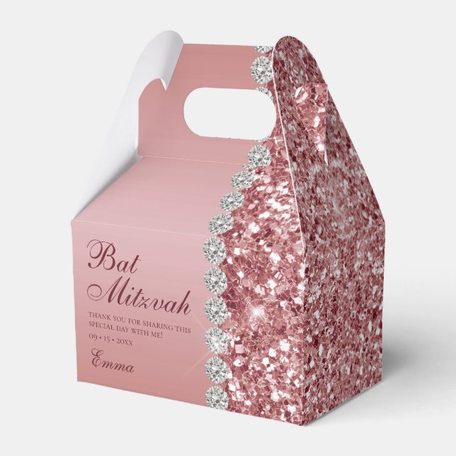Rose Gold Glitter Bat Mitzvah Presentaskar (Framsidan Sidan)