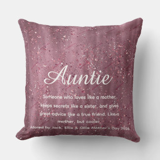 Rose Gold Glitter Best Ever Aunt Definition Person Kudde