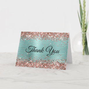Rose Gold Glitter Blekt Turkos Folie Tack Kort