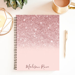 Rose Gold Glitter Blush Rosa Ombre Anteckningsbok