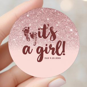 Rose Gold Glitter Blush Rosa Ombre Det Är En Flick Runt Klistermärke