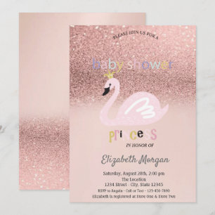 Rose Gold Glitter Bokeh, Svan Bebis Shower Inbjudningar