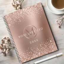 Rose Gold Glitter Boss Lady CEO Monogram
