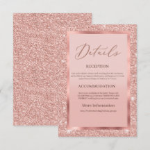 Rose Gold Glitter Bröllopsdetaljkort 