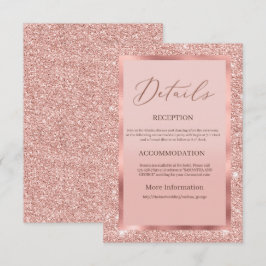 Rose Gold Glitter Bröllopsdetaljkort  Tilläggskort
