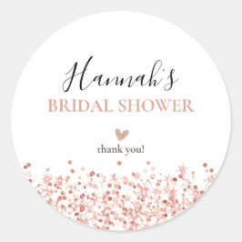 Rose Gold Glitter Bröllopsfest tack Runt Klistermärke