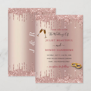 Rose Gold Glitter Bröllopsinbjudningar Exempel