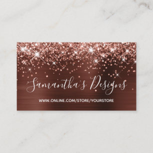 Rose Gold Glitter Brun Folie Webbutik Visitkort