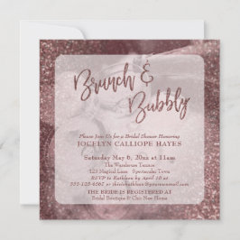 Rose Gold Glitter Brunch & Bubbly Champagne Foto Inbjudningar