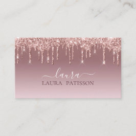 Rose Gold glitter chic skrivstil med monogram Visitkort