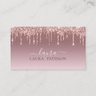 Rose Gold glitter chic skrivstil med monogram Visitkort