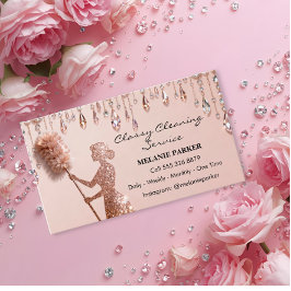 Rose Gold Glitter Classy Cleaning Services Visitkort