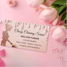 Rose Gold Glitter Classy Cleaning Services Visitkort