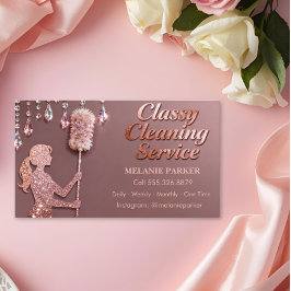 Rose Gold Glitter Classy Cleaning Services Visitkort