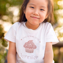 Rose Gold Glitter Cupcake Hello Anpassad Klass Nam T Shirt