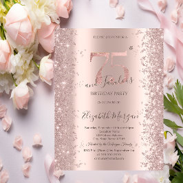 Rose Gold Glitter Diamanter 75-årsdag Inbjudningar