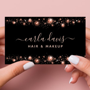 Rose Gold Glitter Diamond Dust Svart Sminkartist Visitkort