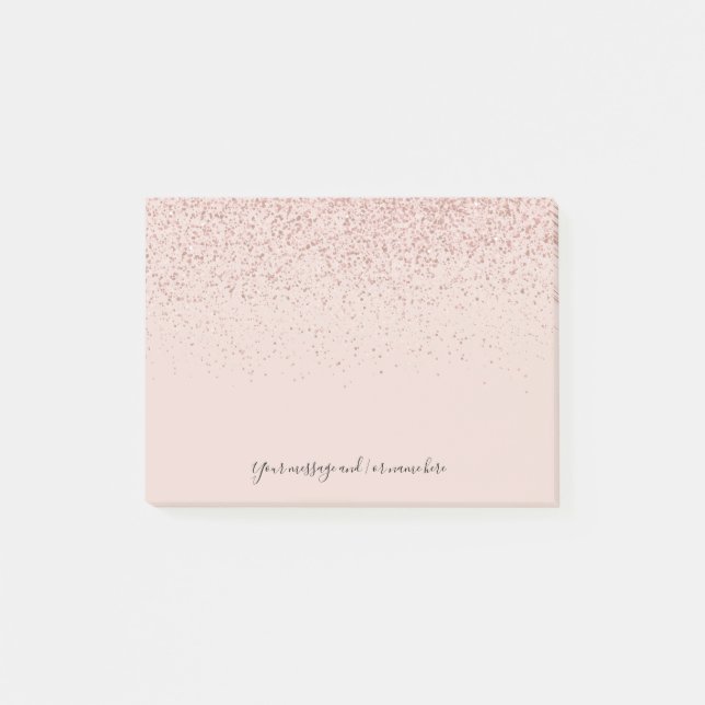 Rose Gold Glitter Ditt Meddelande Post-it Block (Framsida)