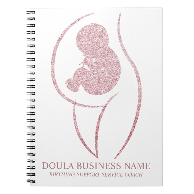 Rose Gold Glitter Doula & Birth Coach Journal Anteckningsbok (Framsidan)