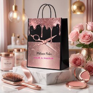 Rose Gold Glitter Drip Frisör & Saxar
