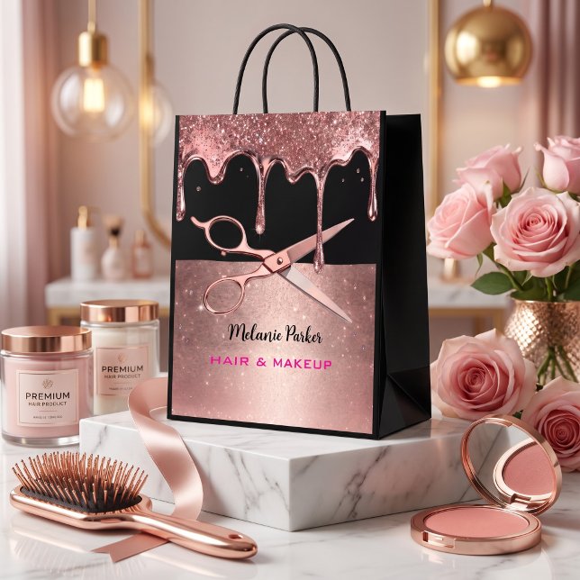 Rose Gold Glitter Drip Frisör & Saxar  (Skapare uppladdad)