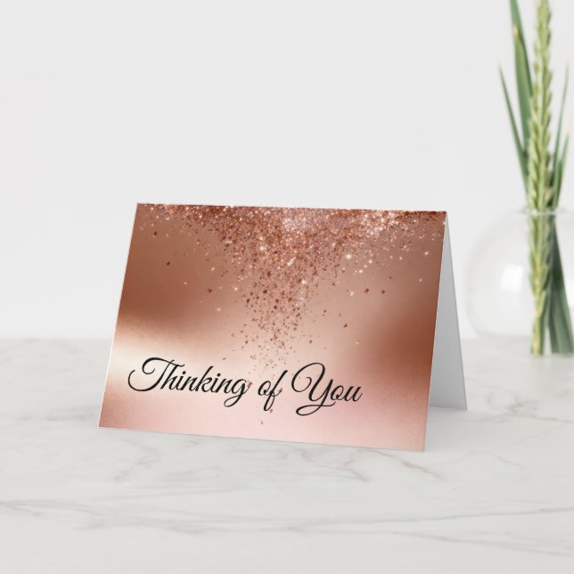  Rose Gold Glitter Drip Sympathy Kort (Framsida)